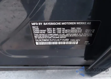 2012 BMW X5 xDrive35D from USA, damaged, VIN 5UXZW0C57CL671549